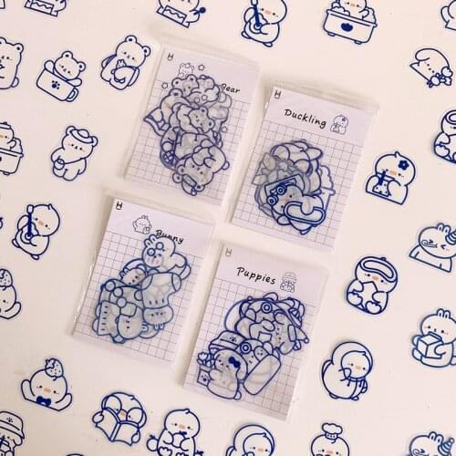 1 Set/many, Art Blue Japanese Cute Sticker Pack Cartoon Pattern Hand Account Girl Heart Hand Account Material DIY Stickers