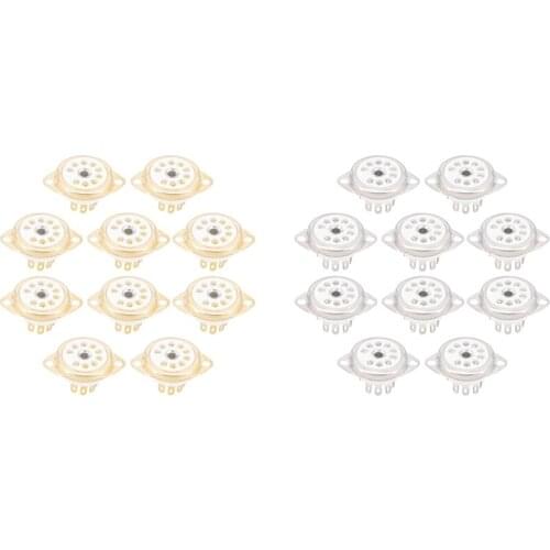 10PCS Ceramic B9A 9Pin Vacuum Tube Socket Panel Chassis Mount for ECC81 ECC82 ECC83 EL84 6922 Vacuum Tube