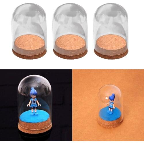3Pack Mini Glass Cloche Dome Bell Jar Display Stand Cover Terrarium Bottle with Cork Base for DIY Decor