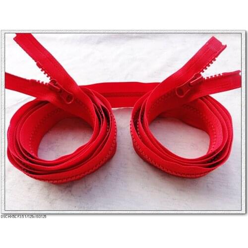 5# red double sliders resin zippers two way 200cm 2pcs/lot open-end zipper for diy sleeping bags Mosquito net tents