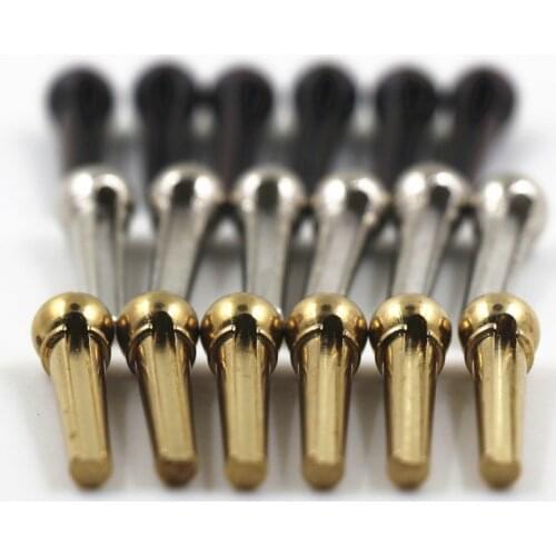 6pcs Metal Acoustic Guitar Bridge Pins Guitar Strings Fixed Cone String Pins String Nails Brass