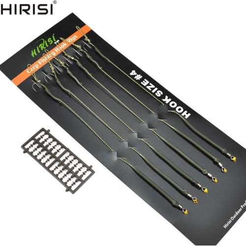 6pcs Hair Rigs Carp Fishing Hook Links Ready Made Barbed Hook Ready Tied Size 2 4 6 8