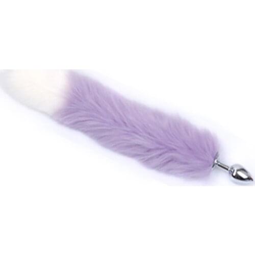 Metal Anal Plug Fox Tail Plug Butt Plug Anal Stopper Pink and White Tail Toy Roleplay Anal Dilator Sex Toys for Women