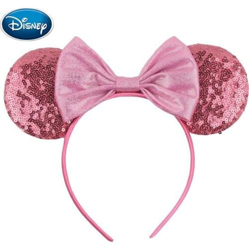 Disney 5" Metallic Hair Bows Mouse Ears Headband For Girls Big Sequins Ears Chic DIY Hair Accessories For Women Hair bands