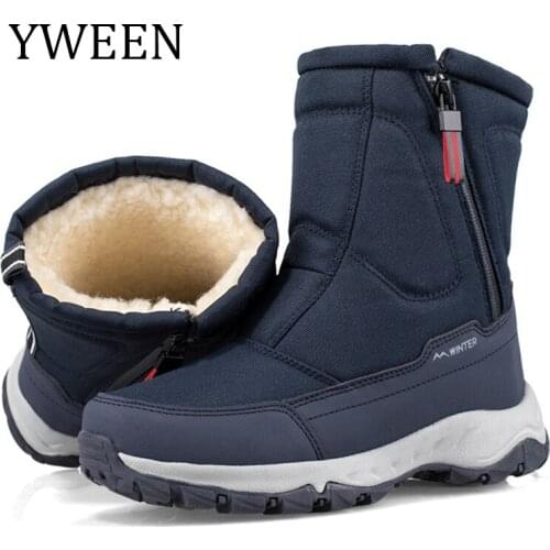 YWEEN Winter Shoes Men Super Warming Plush Snow Boots Male Side Zipper Outdoor Casual Short Boots Resistance Mens Hiking Boots
