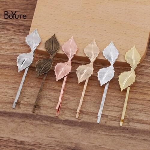 BoYuTe (20 Pieces/Lot) 9*43MM Metal Brass Leaf Hairpin Barrette Vintage Handmade Diy Hair Accessories Materials