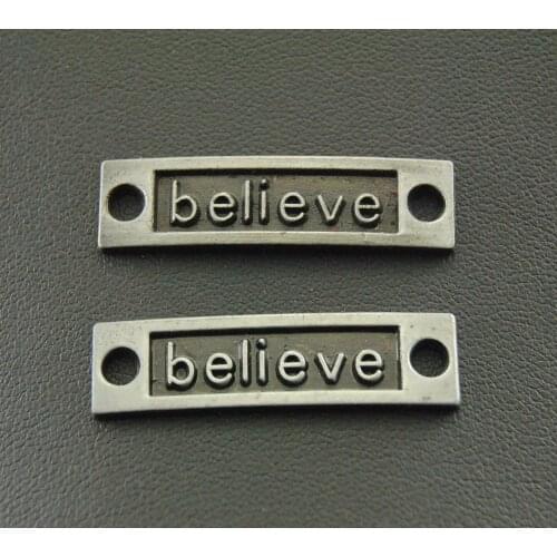 5pcs Black Letter Believe Connector Inspiration Charms For DIY Handmade Jewelry A466
