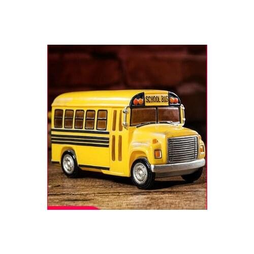 Kids piggy bank fashion decoration birthday gift cartoon piggy bank cute gift for children, classic school bus piggy bank
