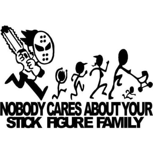For Jason Nobody Cares About Your Stick Figure Family Car Truck Window Decal Sticker
