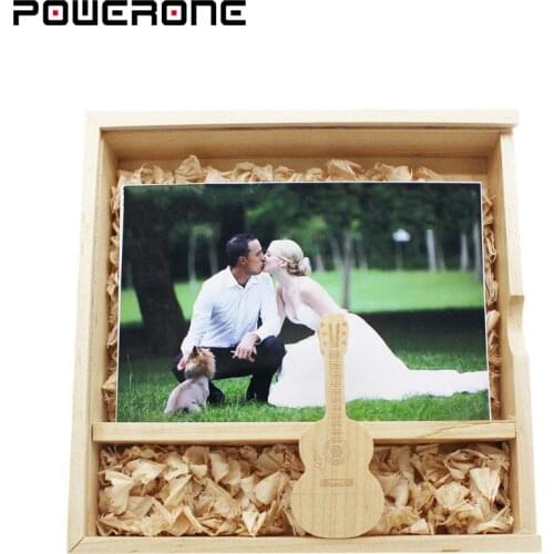 POWERONE usb 2.0 flash pen drive album wood box gift photography with usb sticks 4GB 8GB 16GB 32GB 64GB memorys custom logo