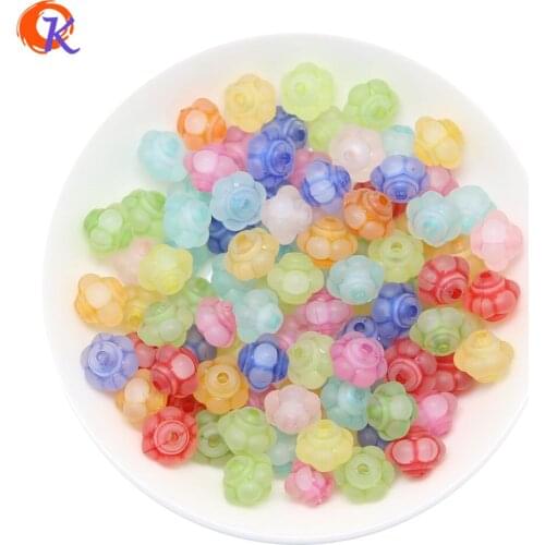 Hot Sell Free Shipping 262pcs/lot 11*10mm Matte Cute Flower Mix Color Bead In Bead Acrylic Colored Beads For Holiday CDWB-517175