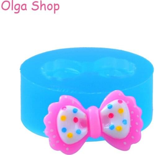 FYL031 Bow Flexible Silicone Push Mold - Miniature Food, Sweets, Jewelry, Charms (Clay, Resins, Gum Paste, Fondant)