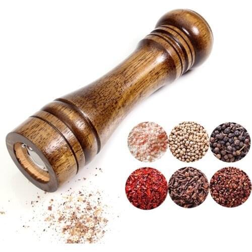 Salt and Pepper Mills, Solid Wood Pepper Mill with Strong Adjustable Ceramic Grinder 5" 8" 10" - Kitchen Tools Spice Grinder