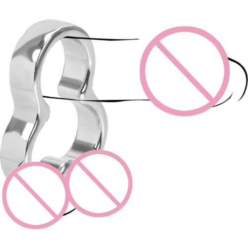 Metal Chastity Devices Stainless Steel Bondage Cock Rings Erotic Ball Stretcher Scrotal Delay Time Sex Toys for Men