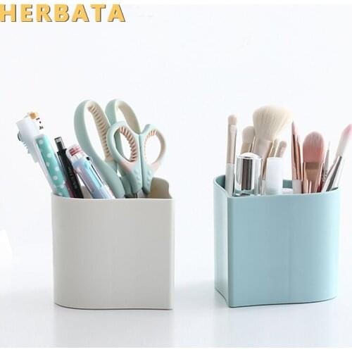 Multifunctional pen holder creative small fresh solid color desktop decoration stationery storage box