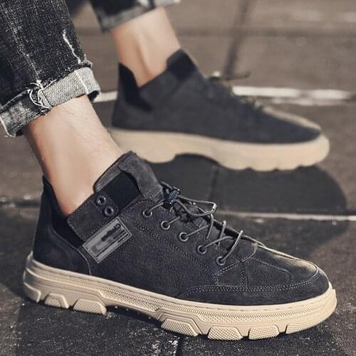 Walking Shoes Men Wind Retro Tooling Shoes Sneakers Leather Shoes Zapatillas Hombre Deportiva Trend Men Boots Shoes N9-99