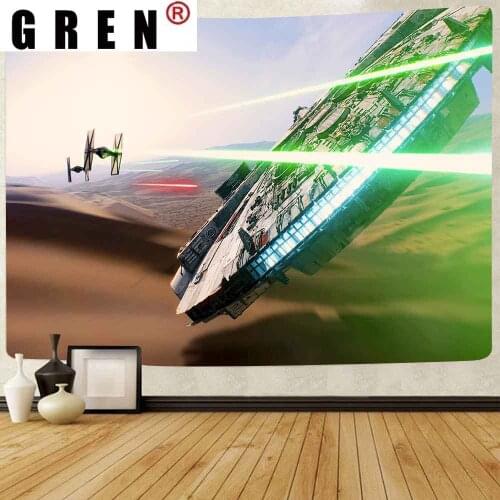 GREN Spacecraft Tapestry Wall Hanging Bohemian Sleeping Pad Sandy Beach Throw Towel Rug Blanket Camping Tent Wall Cloth Decor