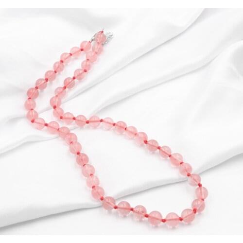 New Fashion Women Chokers Necklace Watermelon Stone Pink Crystal Round Beads Short Chain Necklaces Party Gifts Jewelry 18" A795