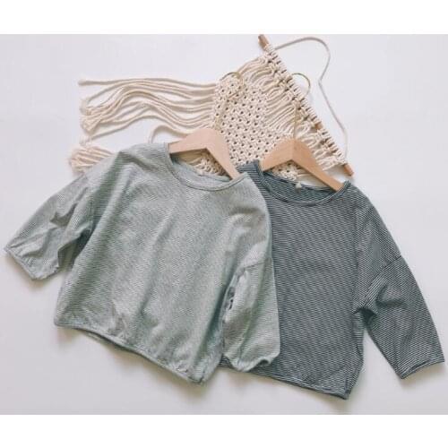 2020 new girls boys striped t-shirt autumn cotton fashion kids top 2-7 years YQ189