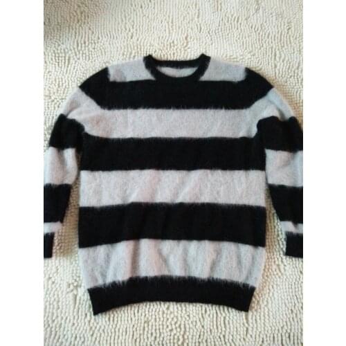 New genuine mink cashmere sweater men pure cashmere stripe sweater pullovers mink sweater free shipping Wholesale price