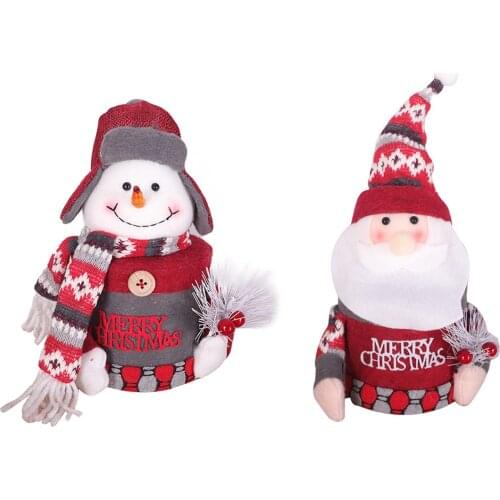 Newest Arrival Christmas Candy Holder Table Ornament Santa Snowman Snowflake Printed Gifts Reusable Doll