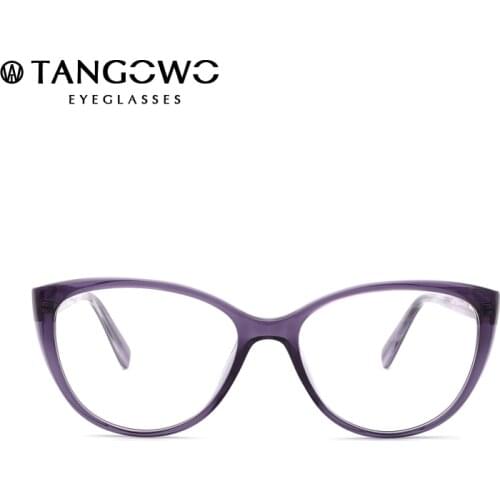 TANGOWO Cat Eye Women Men Glasses Frame Fashion Design Lady Myopia Vintage Eyewear Frame Acetate Prescription Glasses Frame 2020