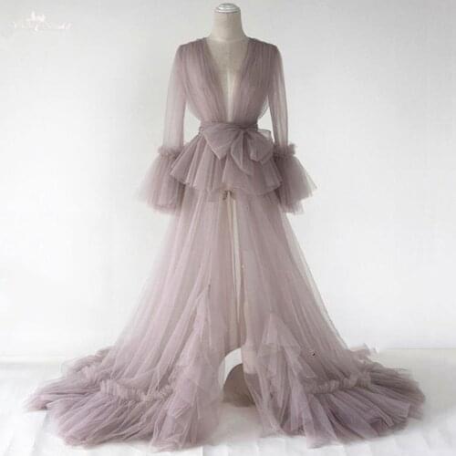 LZY015 Real Picture See Through Maternity Robe Women Maternity Dress Sheer Long Pregnant Gowns Photo Shoot Custom Made