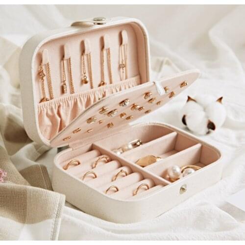 Portable Jewelry Box Multi-function PU Leather Jewelry Storage Box Case Holder Earring Necklace Plate Jewelry Organizer