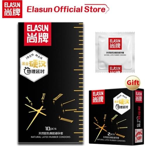 Elasun Delay Ejaculation Condoms For Men Natural Rubber Thicken Penis Sleeve Head Physical Time Delay Sex Tools Contraception
