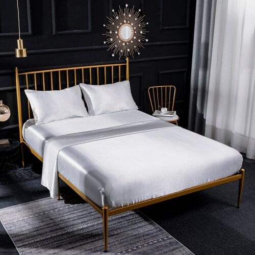 Simple Style Solid Color Sheet Set Soft Smooth Fitted Bed Sheet Flat Sheet Cozy Bed Mattress Cover with Pillowcase Bedspread