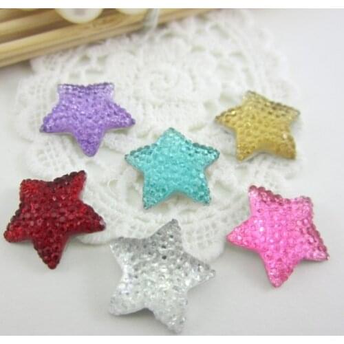 Sales!! 16mm 50Pcs Flatback Resin Dotted StarsDesign Rhinestone Cabochon Gems,Flat Back Resin Rhinestone For DIY Decoration