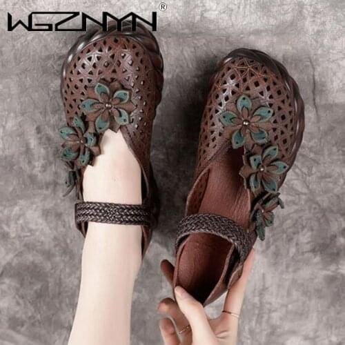 NEW Classic Flowers Platform Heighten Shoes Women Fashion Shoes High Heels Spring Summer Sandals Hollow Genuine PU Leather Shoes