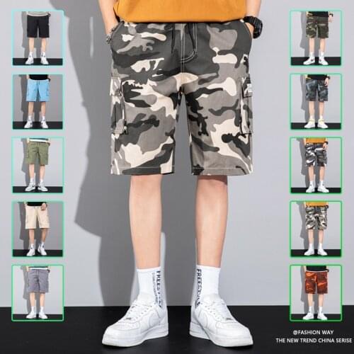 Cargo Camouflage Shorts Mens Harajuku Casual Loose Streetwear Male Hip Hop Fashion Plus Size Multi-pocket Cotton Shorts 2021
