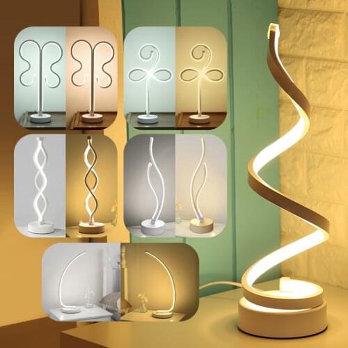 Modern LED Spiral Table Lamp Curved Desk Bedside Lamp Cool White Warm White Light Reading Lighting For Living Room Bedroom