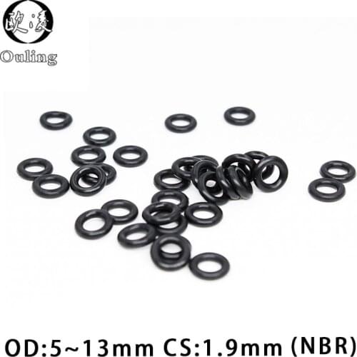 50PC/lot Sealing O-Ring Black Rubber Ring NBR CS1.9mm OD5/5.5/6/6.5/7/8/8.5/9/10/10.5/11/11.5/12/13mm Oil resistance Gasket