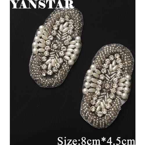 YANSTAR 20PCS Wholesale Wedding Dress Belt Rhinestone Applique Beads Clear Silver Crystal Sewing On For Bridal Gown Sash YS921