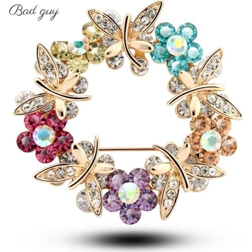 Bad Guy Gem Brooch Pin for Womens Butterfly Garland Brooches Clothes Scarf Buckle Garment Accessories Zicon Jewelry Gifts