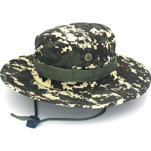 Hot Sale Casual Unisex Outdoor fisherman hat Climbing fishing camouflage bunny hat Jungle Pure color round edge cap Boonie hats