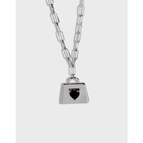 Silvology 925 Sterling Silver Black Heart Lock Pendant Necklace for Women Elegant Wide Chain Designer Necklace Birthday Jewelry