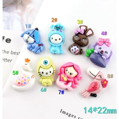 10Pcs Kawaii Animals Miniature Figurines Flatback Resin Cabochon DIY Embellishments for Scrapbooking DIY Phone Hair Accessories