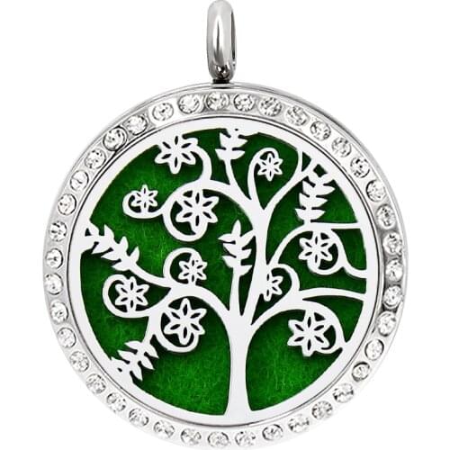 30mm 316L Stainless Steel Essential Oil Diffuser Perfume Locket Pendant Fit Necklce DIY Bling Aroma Locket Free 10pads