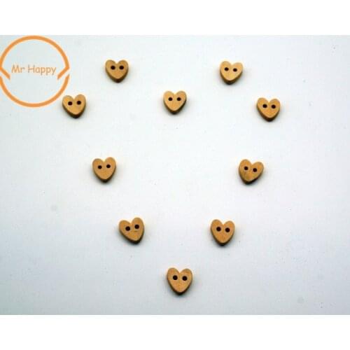 2017 New Arrival 50Pcs Kawaii Heart Wood Button Sewing Accessories Decoration Buttons Scrapbooking Handmade Craft DIY 10mm