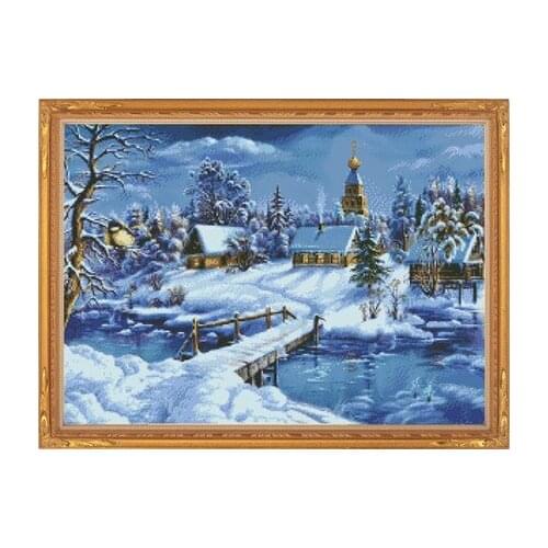 5D diy diamond painting Dream Christmas gift Snow Night cross stitch full square drill diamond ribbon embroidery crafts