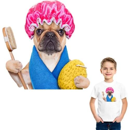 Bathe Dog Parches Transfers Washable Clothes Decoration Diy Accessory New Design Print On T-Shirt Clothing Badges Patches