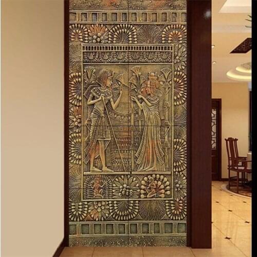 Beibehang Custom living ancient Egyptian culture restaurant living room door painting home decoration wallpaper