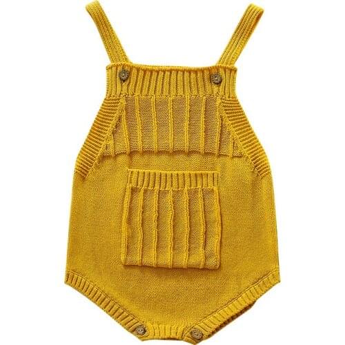 Infant Bodysuits Spring Autumn New Casual Baby Boys Girls Clothes Sleeveless Solid Knitted Playsuits Toddler Outfits for 6-24M