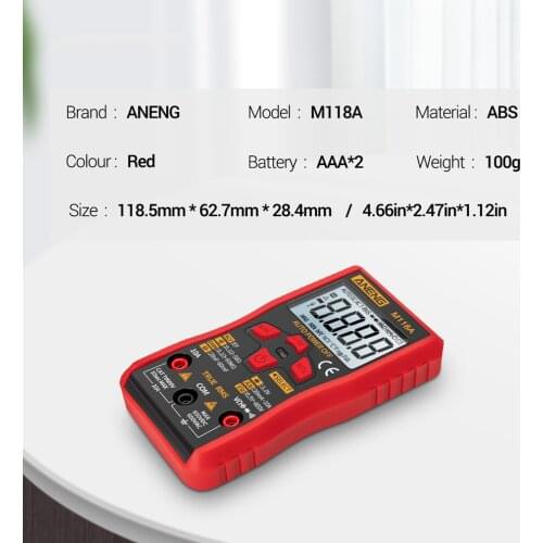 M118A Backlight Digital Multimeter Non Contact Stable LCD Display Measurment Tool ABS Battery Powered Smart Auto Range