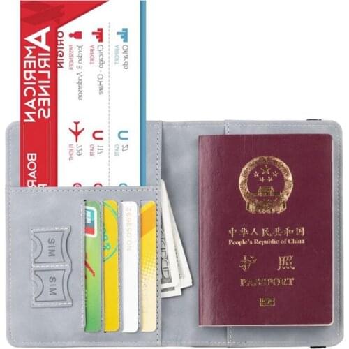 PU Leather Passport Case Holder Radio Frequency Identification Blocking Travel Credit Card Wallet Cover