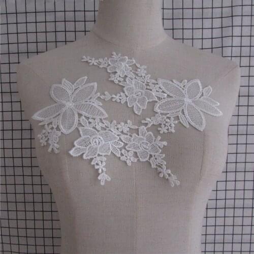 Hot Sale 21*10.5cm Embroidery Fake Lace Collar Neckline white Supplies Lace Fabric Dress Applique Sewing Trims Craft YL1006