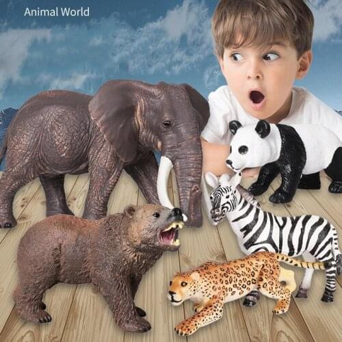 Simulation animal model toy soft plastic wild animal tiger lion elephant giraffe hippo toy model